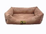 Large 40" Heavy Duty Dog Bed Lounger Fawn Fabric With Inner Cushion